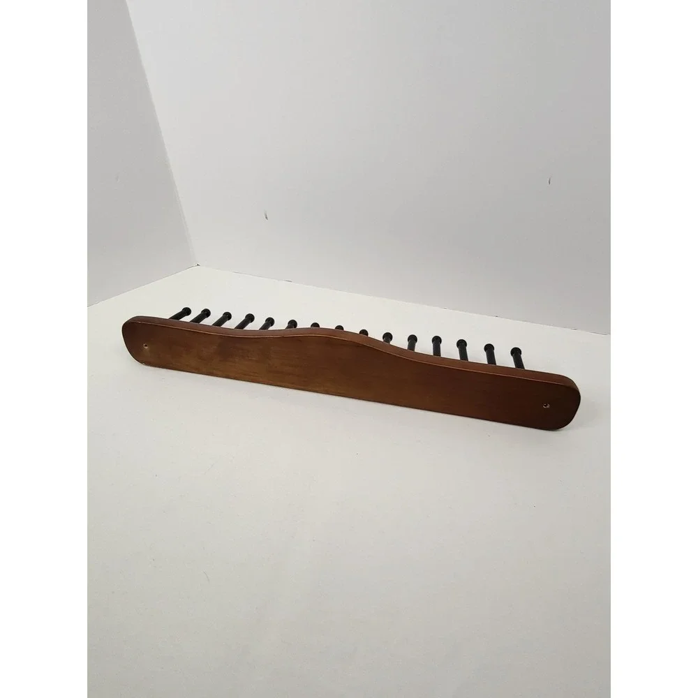 Vintage Wood Wall Mounted Tie Rack 30 Peg Belt Organizer Closet Storage Brown